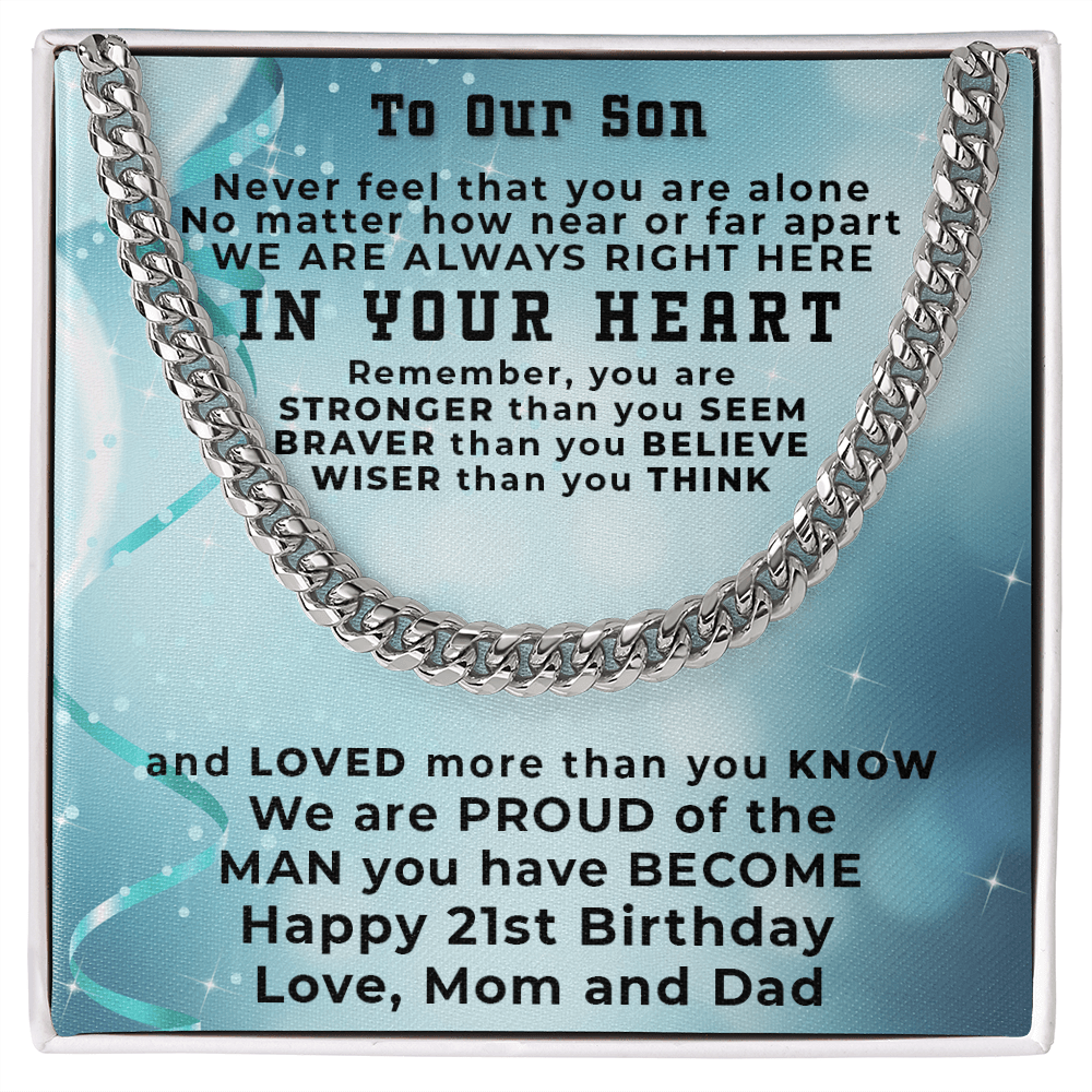 Son 21st Birthday Gift Cuban Link Chain Necklace - Mallard Moon Gift Shop