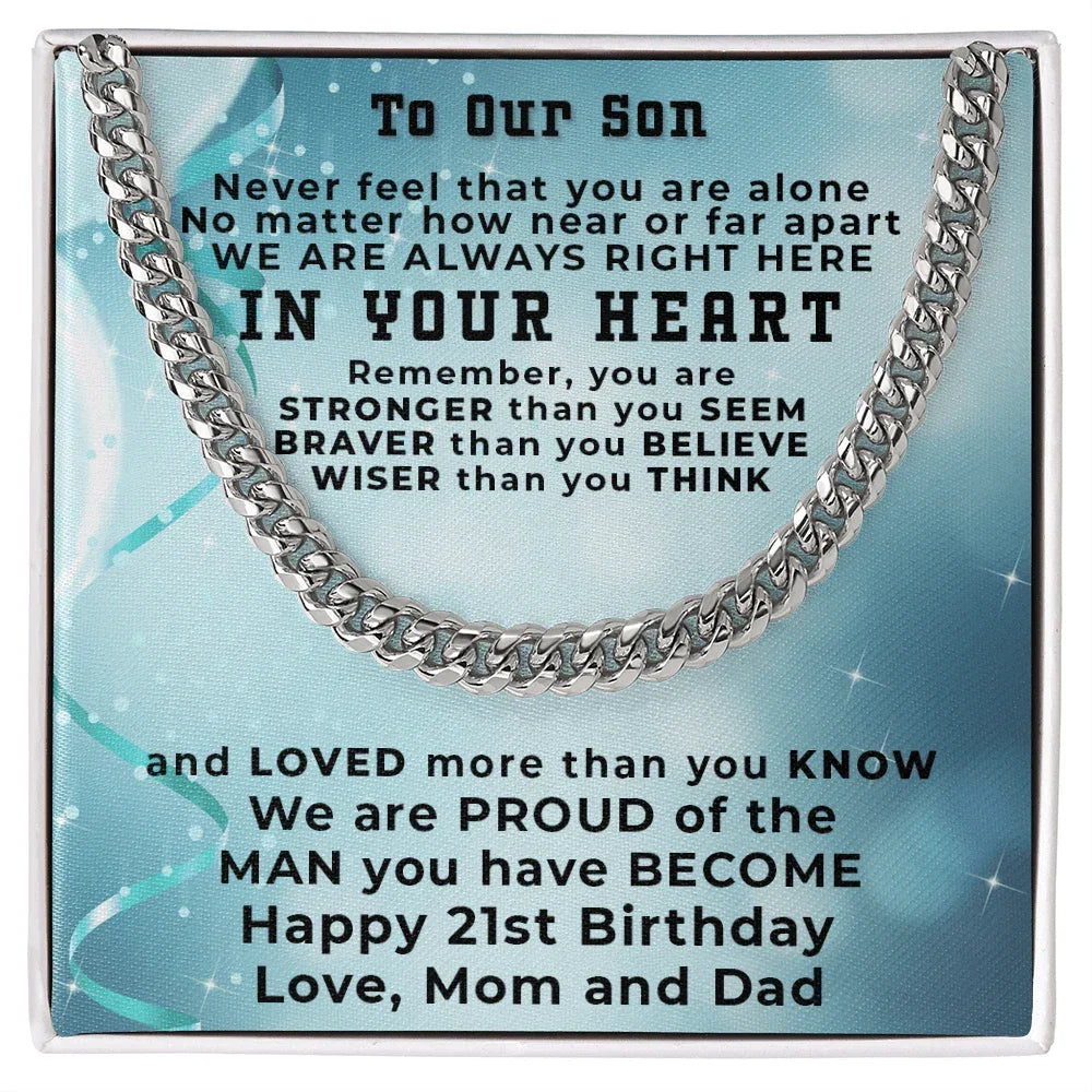 Son 21st Birthday Gift Cuban Link Chain Necklace