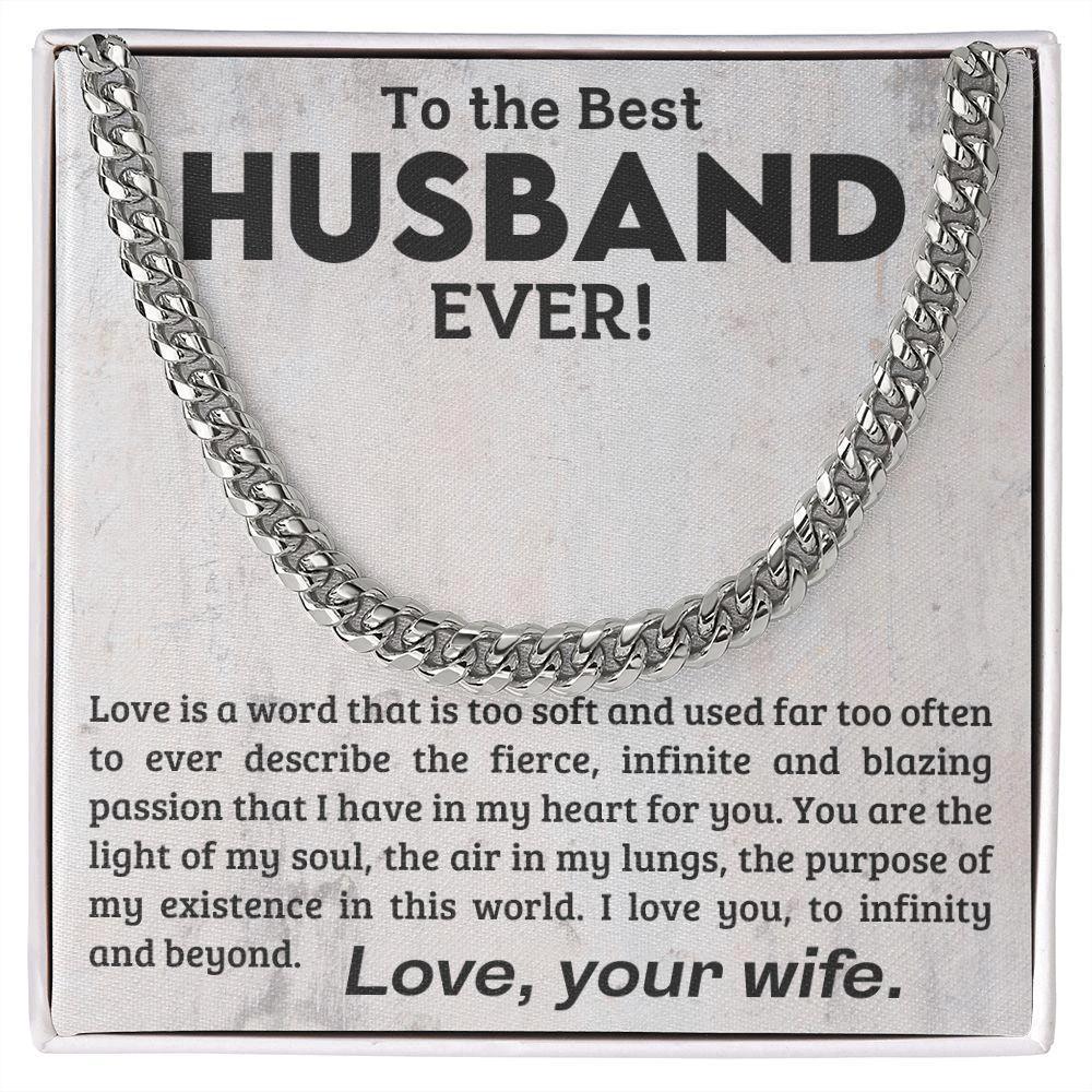 To My Husband -Love You to Infinity and Beyond - Cuban Link Chain Necklace