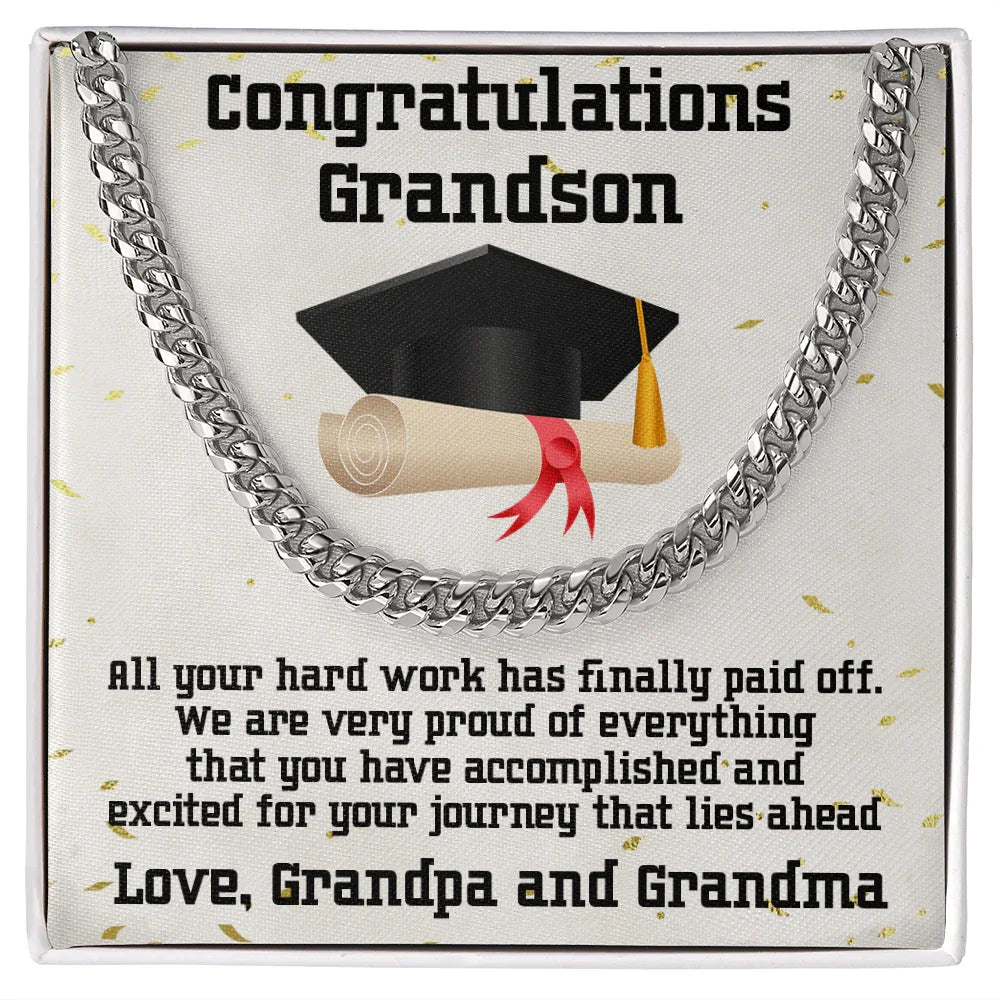 Grandson Graduation 2024 Congratulations Cuban Chain Link Necklace