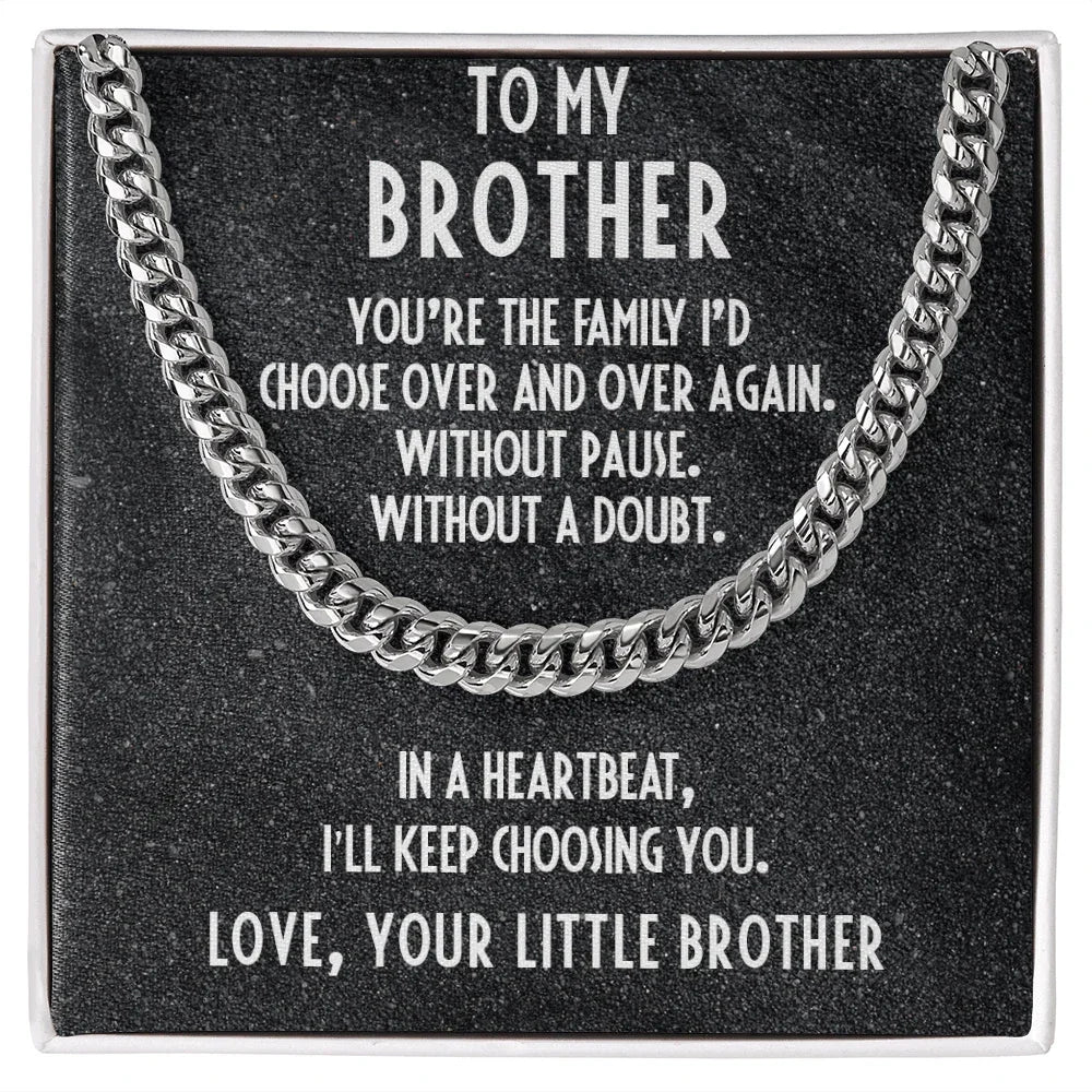 Gift for Brother from Little Brother Adjustable Cuban Link Chain Necklace