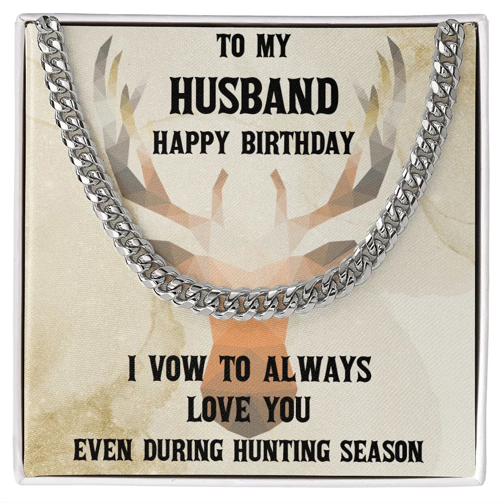 Hunter's Love Token: Funny & Personalized Cuban Necklace Birthday Gift from Wife