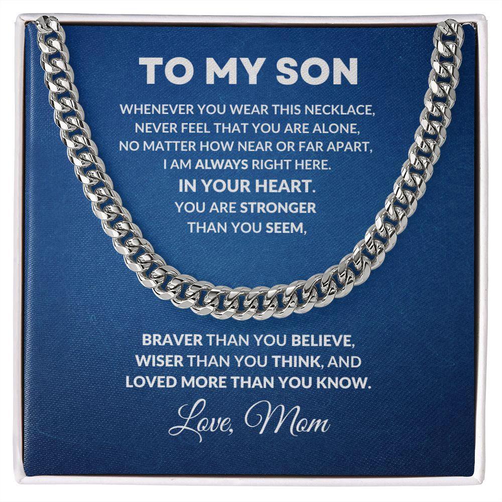 To My Son Love Mom Cuban Chain Link Necklace