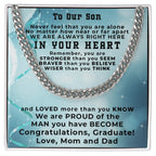 Son Graduation Cuban Link Chain Necklace Congratulations Mom and Dad