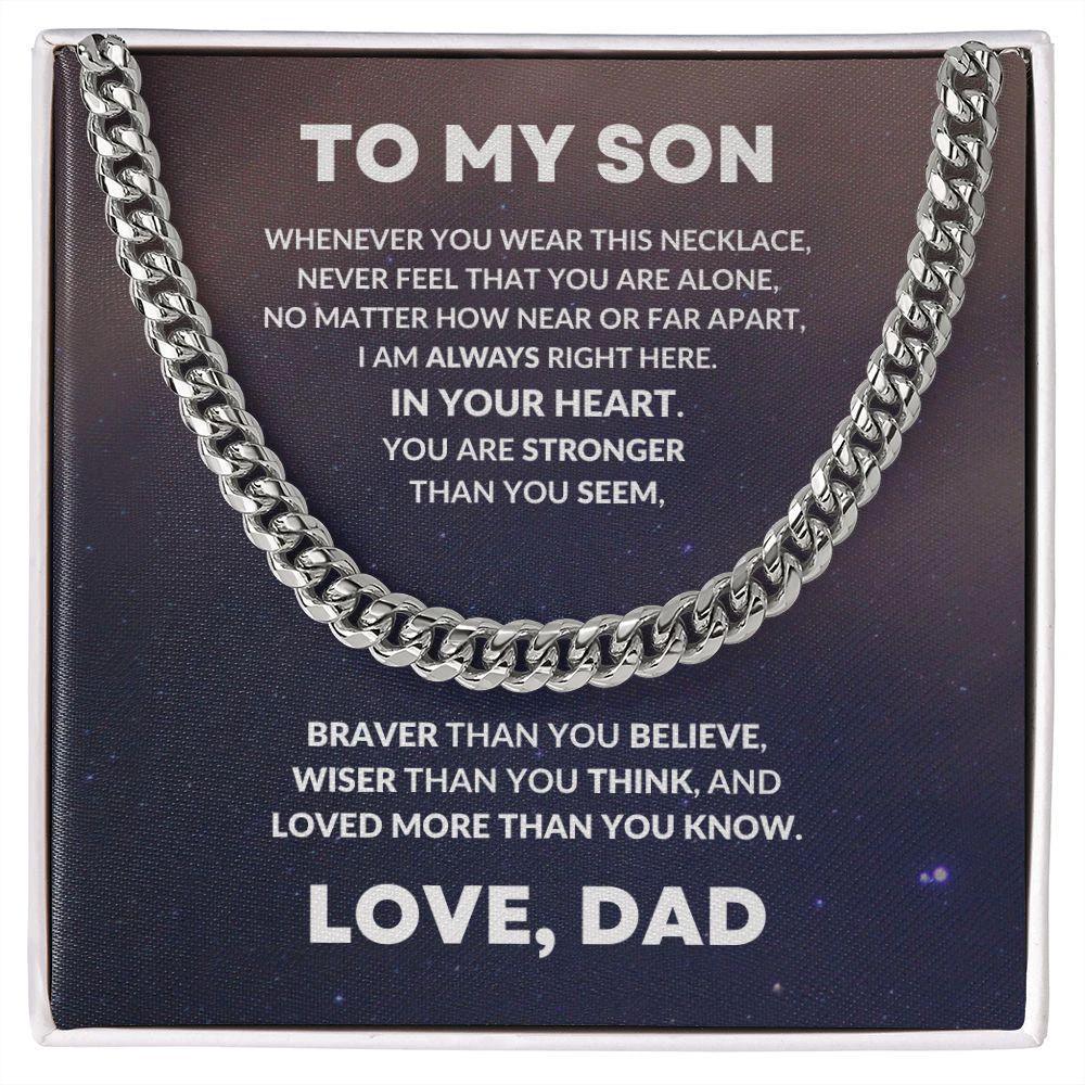 To My Son From Dad Cuban Chain Link Necklace