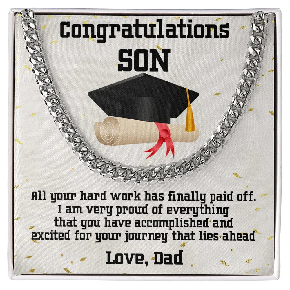 Son Graduation 2024 Love Dad Cuban Link Chain Necklace