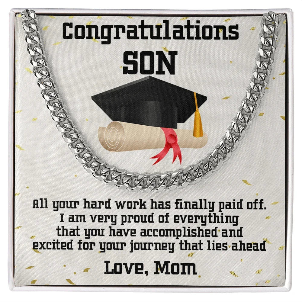 Son Graduation Gift Cuban Link Chain Necklace