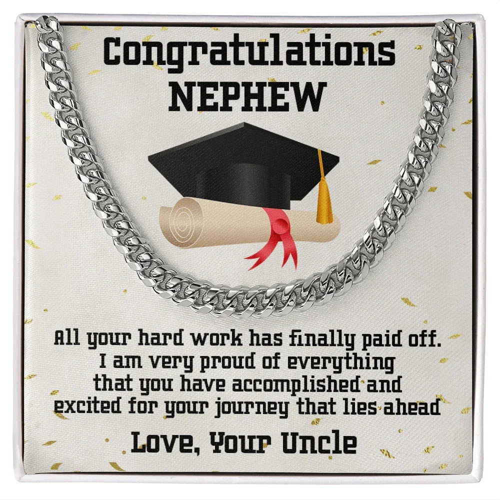 Nephew Graduation Congratulations Class 2024 from Uncle Cuban Chain Link Necklace