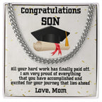 Son Graduation 2024 Congratulations Mom Cuban Link Chain Necklace