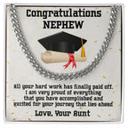 Nephew Graduation 2024 Congratulations Love Aunt Cuban Chain Link Necklace
