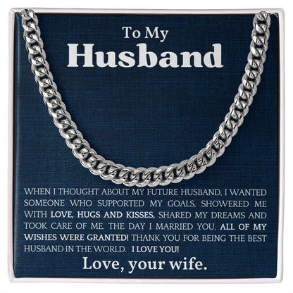 To The Best Husband In The World Cuban Link Chain Necklace - Mallard Moon Gift Shop