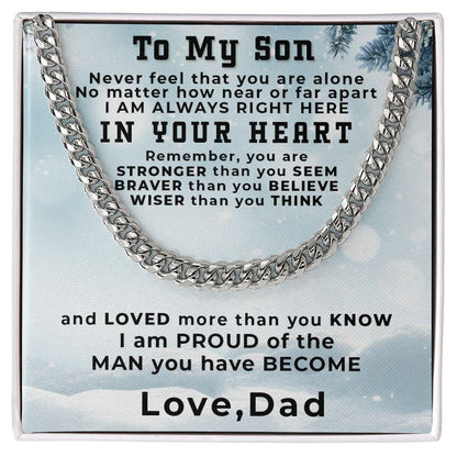 Gift for Adult Son from Dad Thick Chain Link Necklace Custom Message Card Gift Box - Mallard Moon Gift Shop