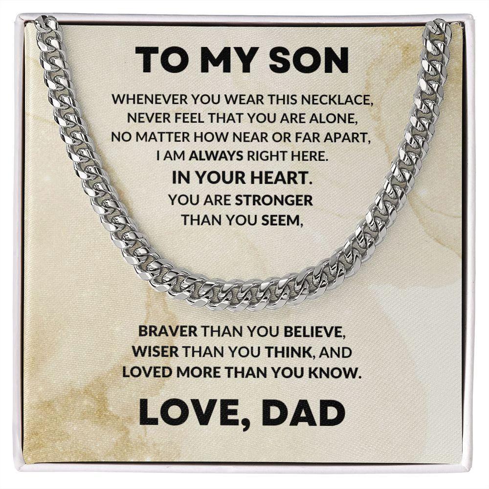 To My Son Love Dad Cuban Chain Link Necklace