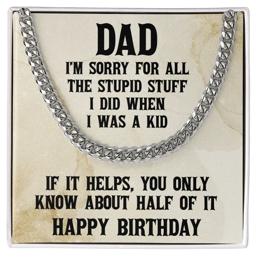 Dad Birthday Funny Cuban Link Chain Necklace