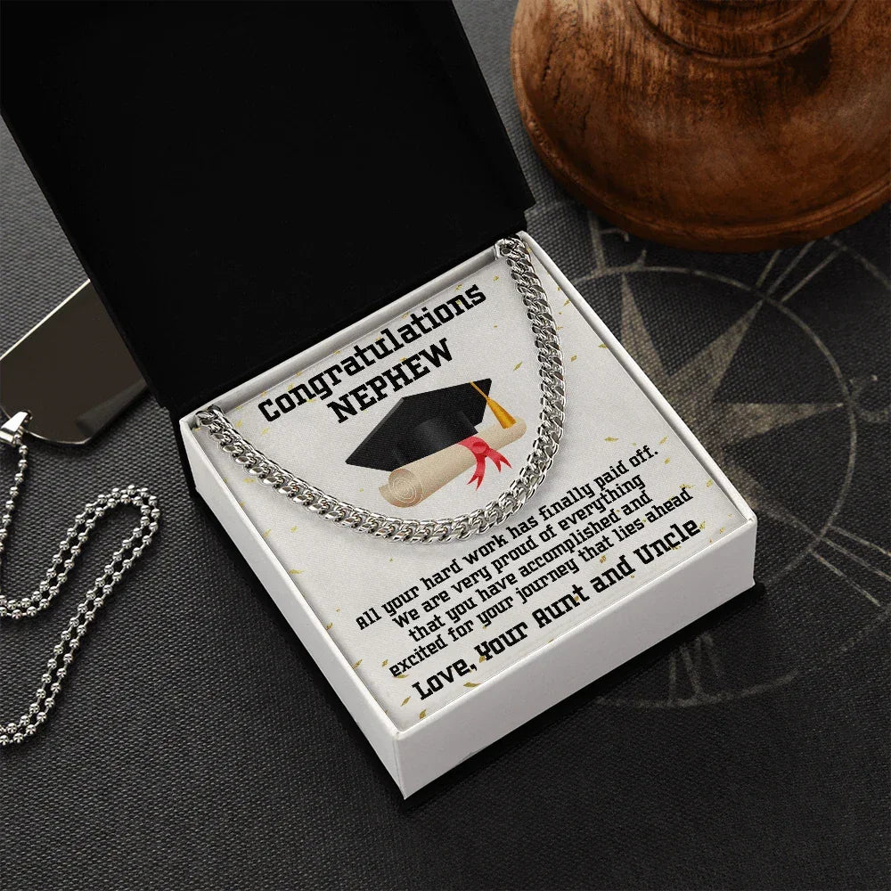 Nephew Graduation Congratulations Love Aunt and Uncle Cuban Chain Link Necklace