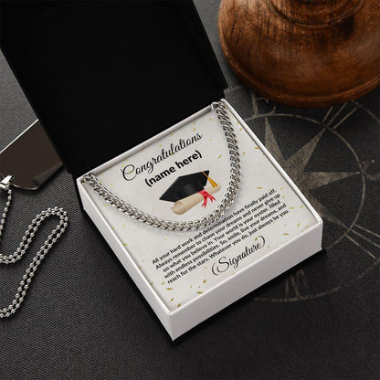 Personalized Graduation Gift for Son, Grandson, Nephew or Brother Cuban Link Necklace - Mallard Moon Gift Shop