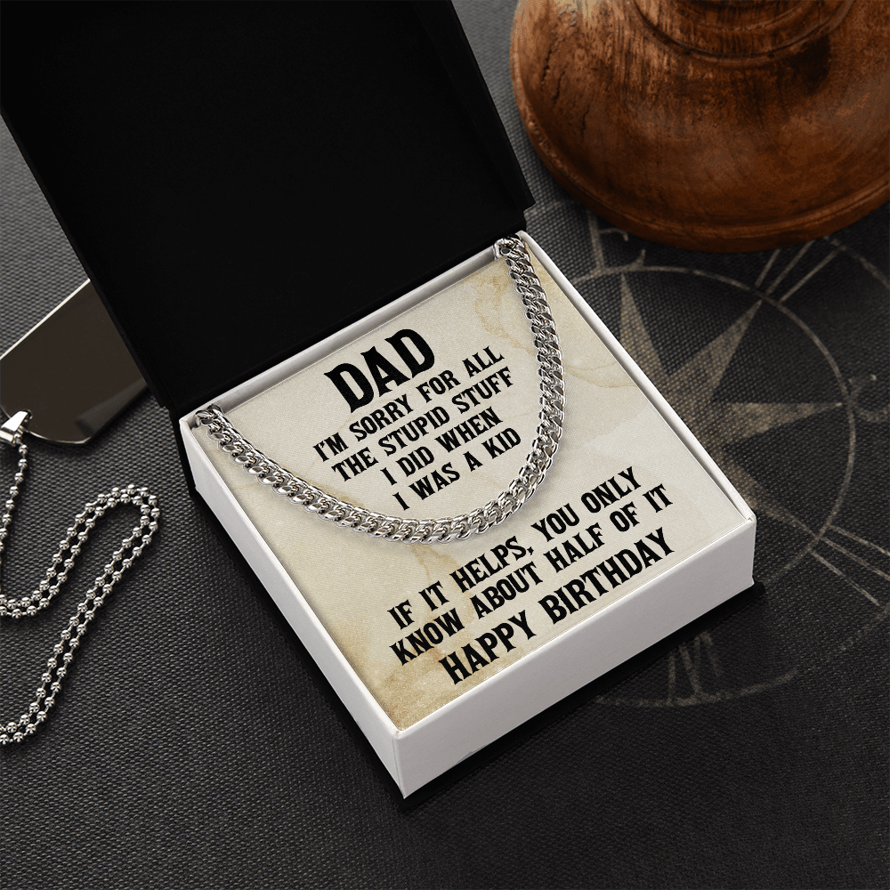Dad Birthday Funny Cuban Link Chain Necklace - Mallard Moon Gift Shop
