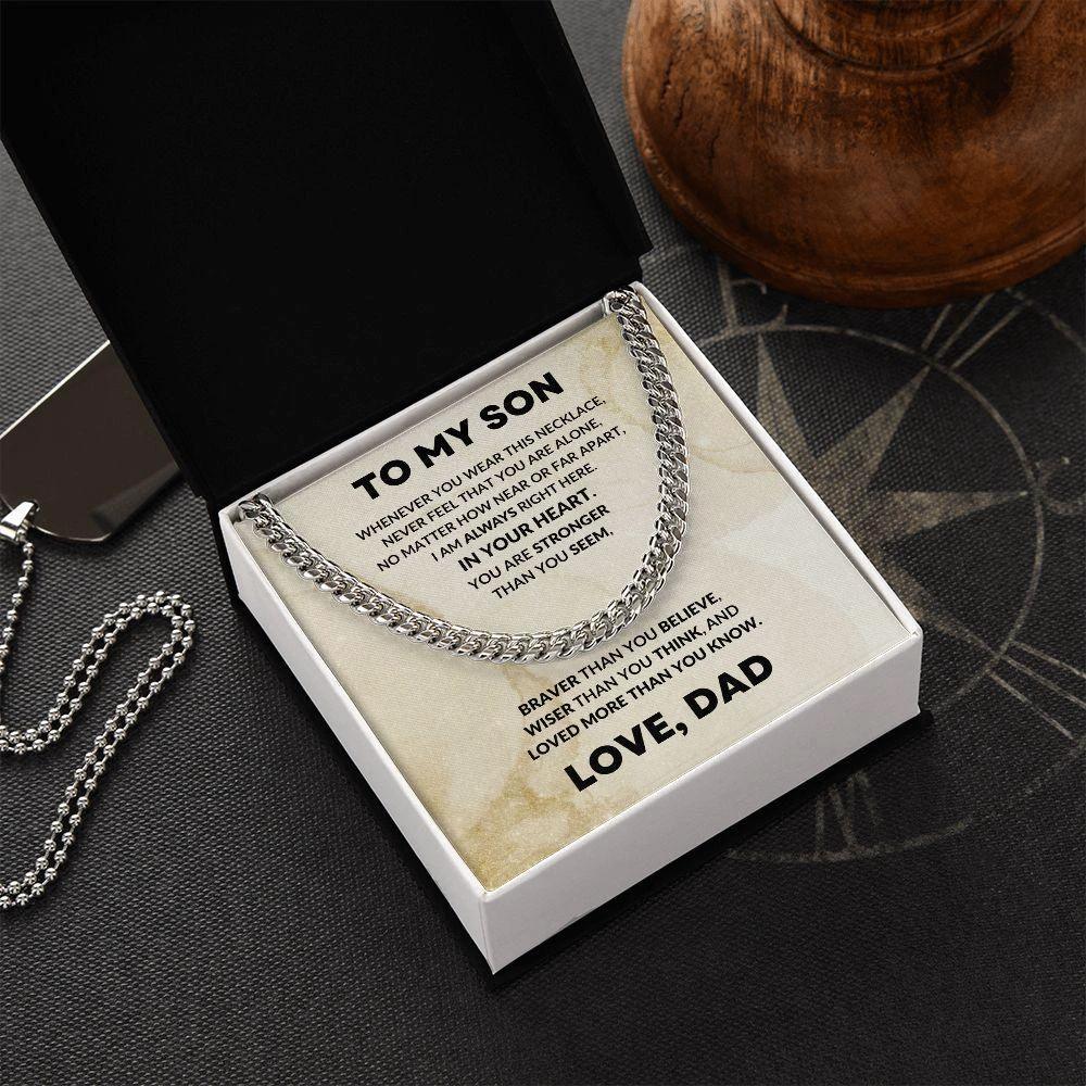 To My Son Love Dad Cuban Chain Link Necklace