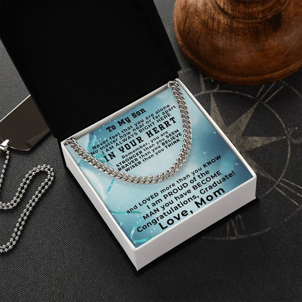 Son Graduation Gift from Proud Mom Cuban Link Chain Necklace