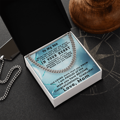 Son Graduation Gift from Proud Mom Cuban Link Chain Necklace - Mallard Moon Gift Shop