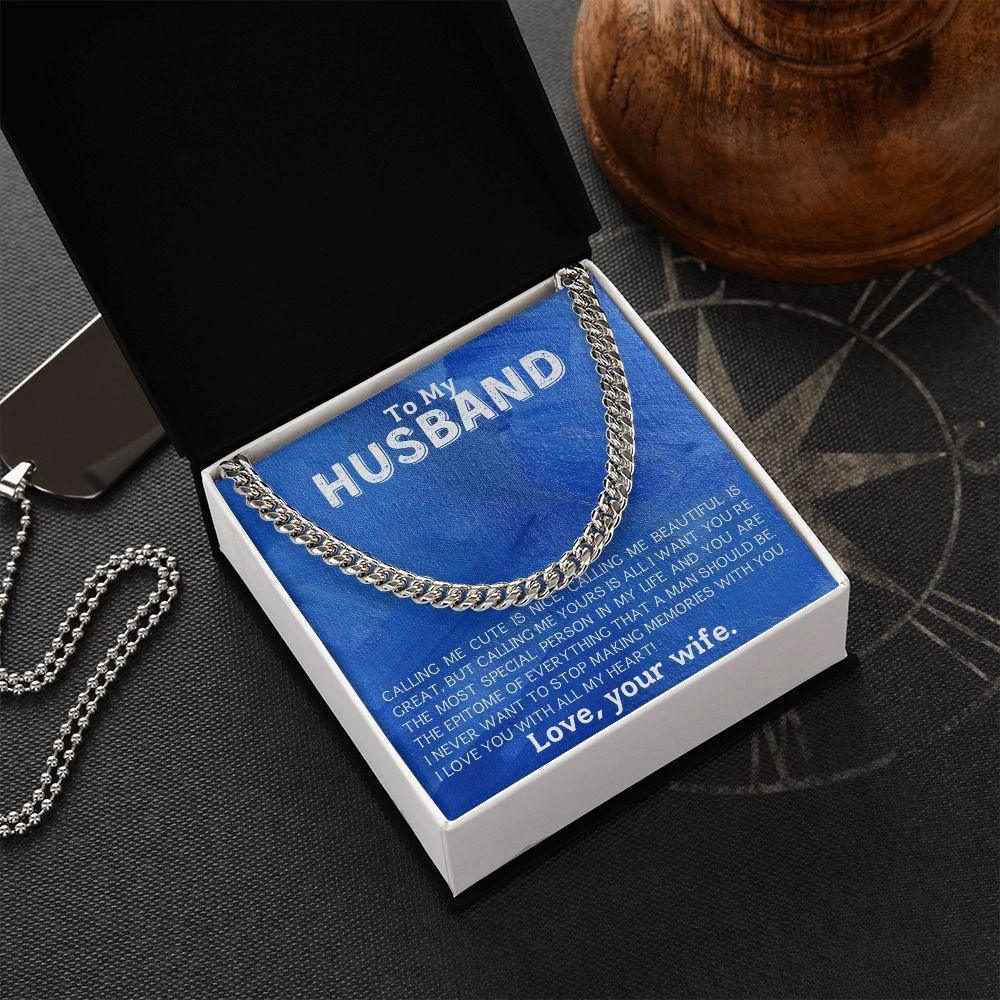 To My Husband - Making Memories - Cuban Link Chain Necklace