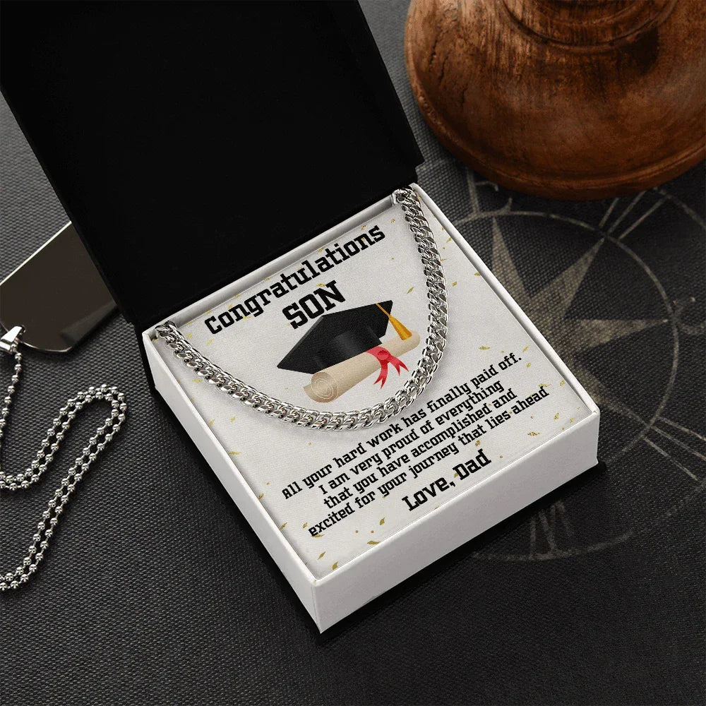 Son Graduation Gift from Dad Cuban Link Chain Necklace