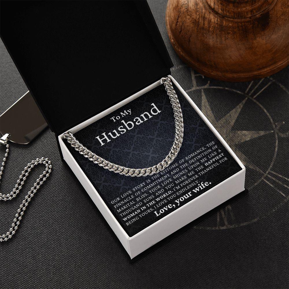 To My Husband - Love You Endlessly - Cuban Link Chain Necklace - Mallard Moon Gift Shop