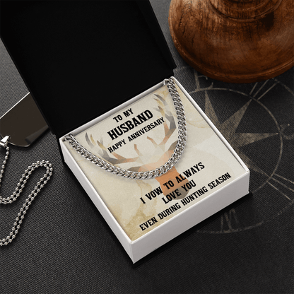 Hunter Husband Anniversary Cuban Chain Link Necklace - Mallard Moon Gift Shop