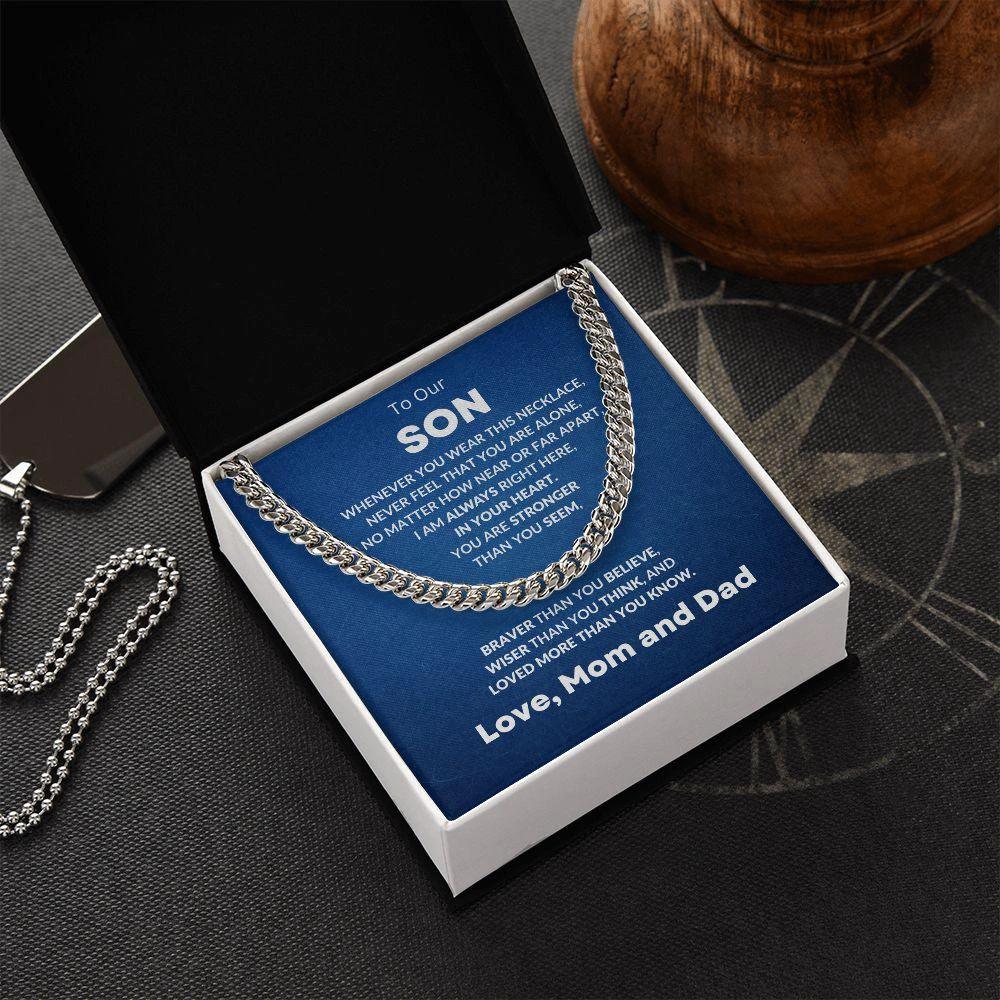 Gift for Son From Mom and Dad Cuban Chain Link Necklace
