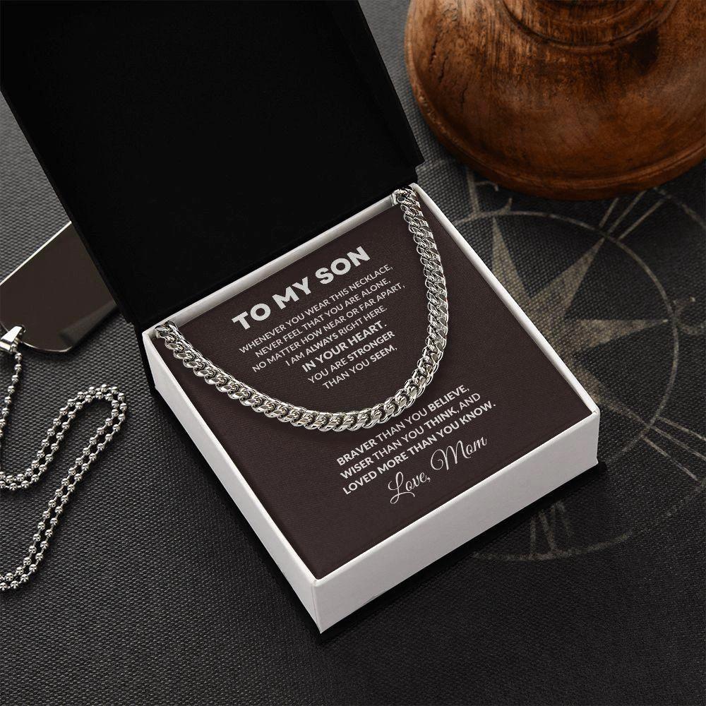 To My Son You I Am Always In Your Heart Love Mom Cuban Link Necklace