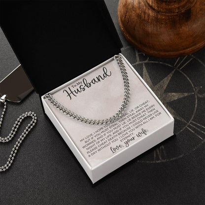 To My Husband Love for all Eternity - Cuban Link Chain Necklace - Mallard Moon Gift Shop