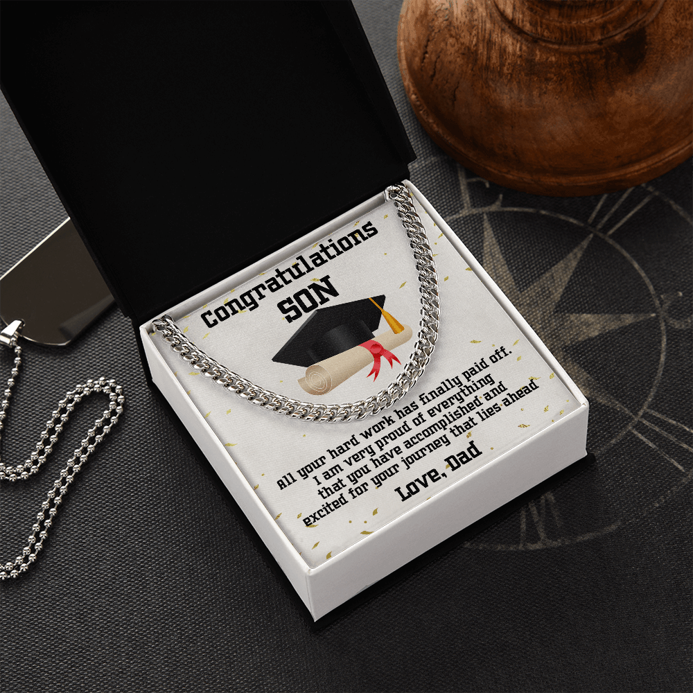 Son Graduation 2022 Love Dad Cuban Link Chain Necklace - Mallard Moon Gift Shop