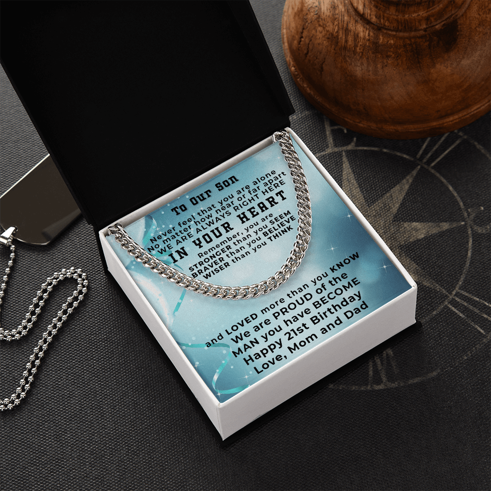 Son 21st Birthday Gift Cuban Link Chain Necklace - Mallard Moon Gift Shop