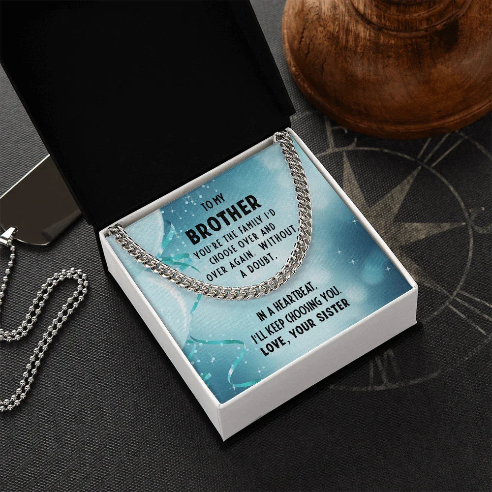 Brother Birthday Gift from Sister Cuban Link Chain Necklace