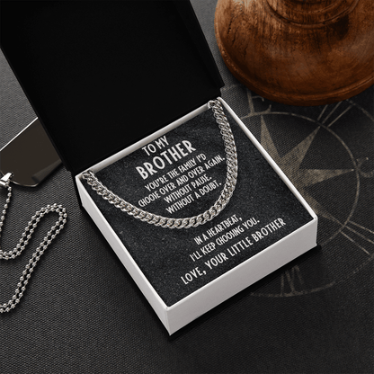 Gift for Brother from Little Brother Adjustable Cuban Link Chain Necklace - Mallard Moon Gift Shop