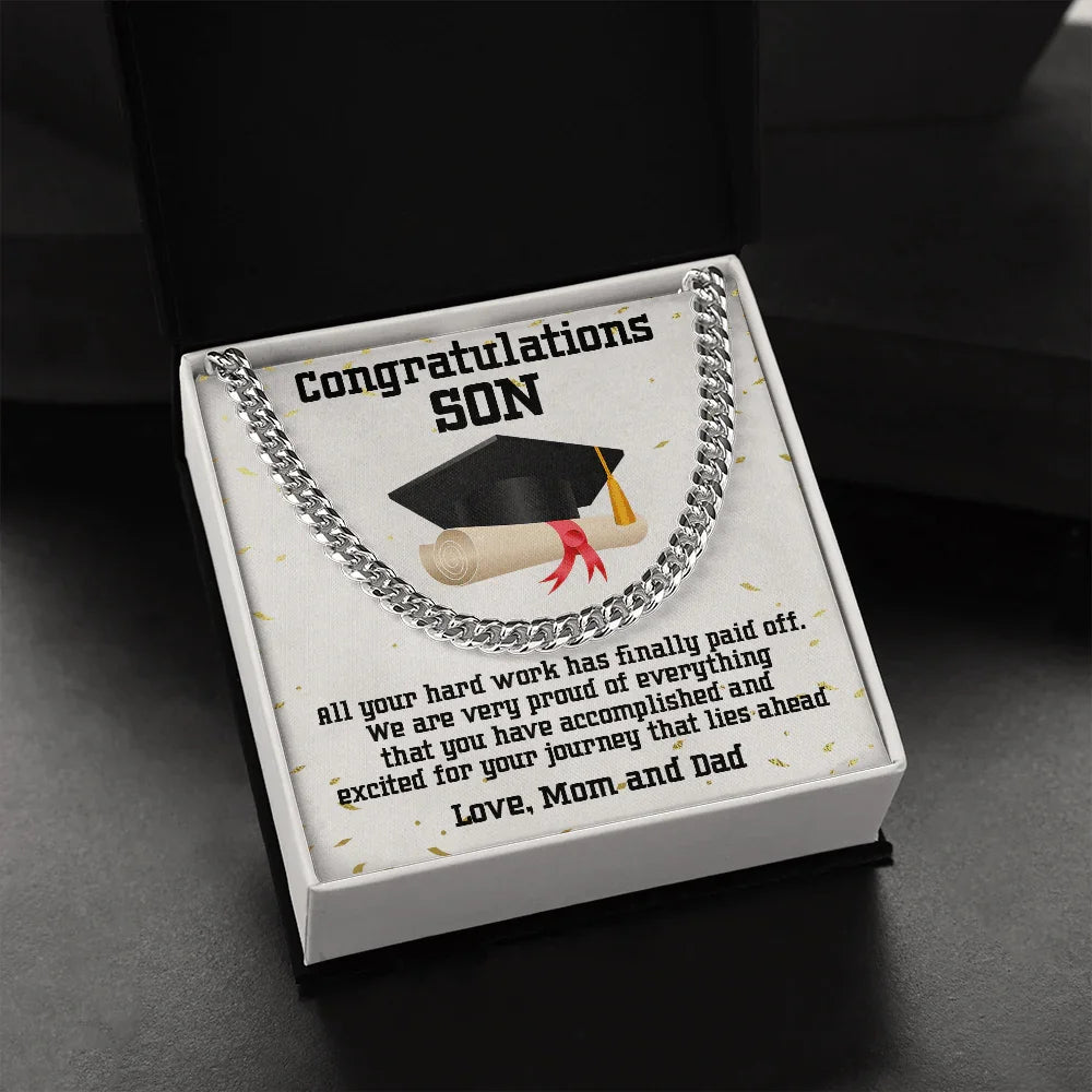 Son Graduation Congratulations from Mom and Dad Chain Link Necklace
