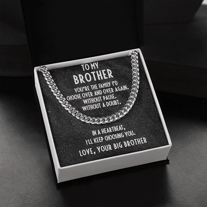 Gift for Brother Love Big Brother Cuban Link Chain Necklace - Mallard Moon Gift Shop