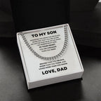 To My Son Cuban Chain Link Necklace Right Here In Your Heart