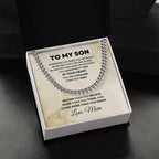 To My Son Cuban Chain Link Necklace Braver Than You Believe Love Mom