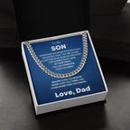 Gift for Son - Always In My Heart - Love Dad - Cuban Chain Link Necklace