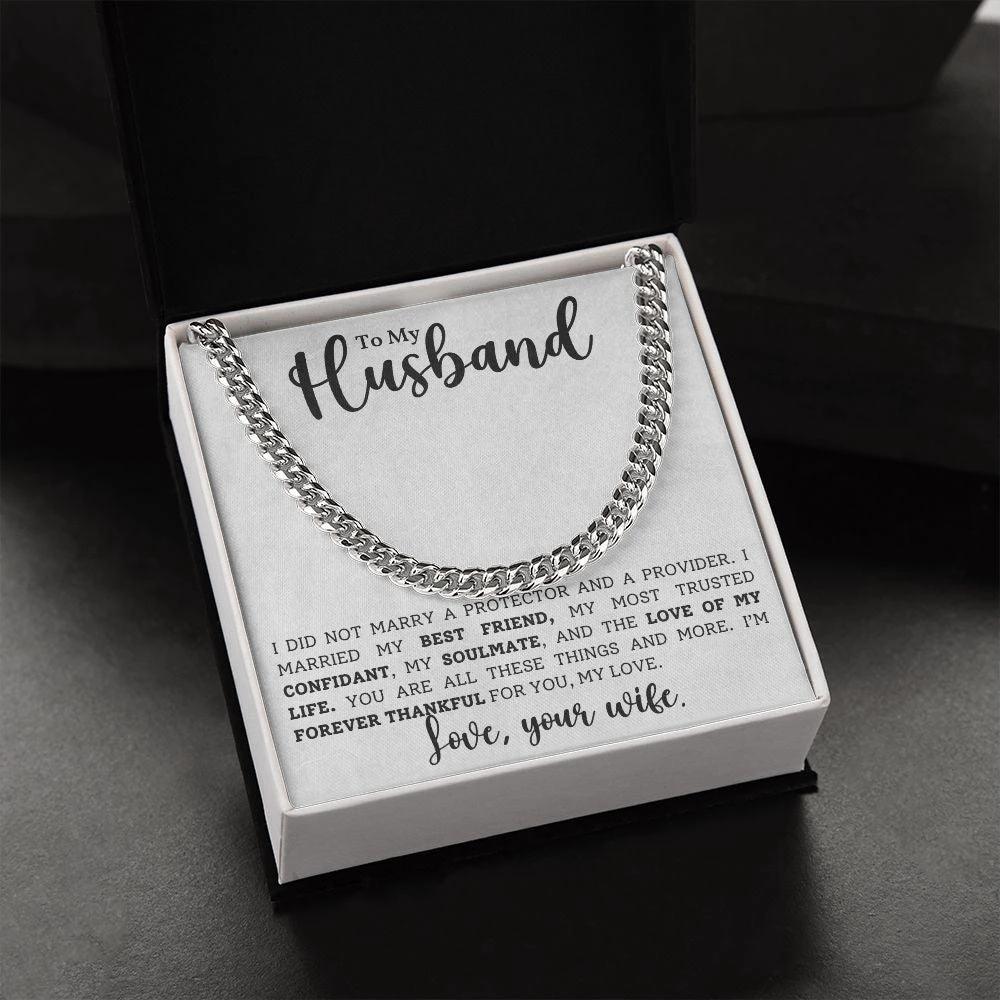 To My Husband, My Protector, My Soulmate - Cuban Link Chain Necklace