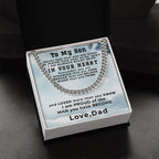 Gift for Adult Son from Dad Thick Chain Link Necklace Custom Message Card Gift Box
