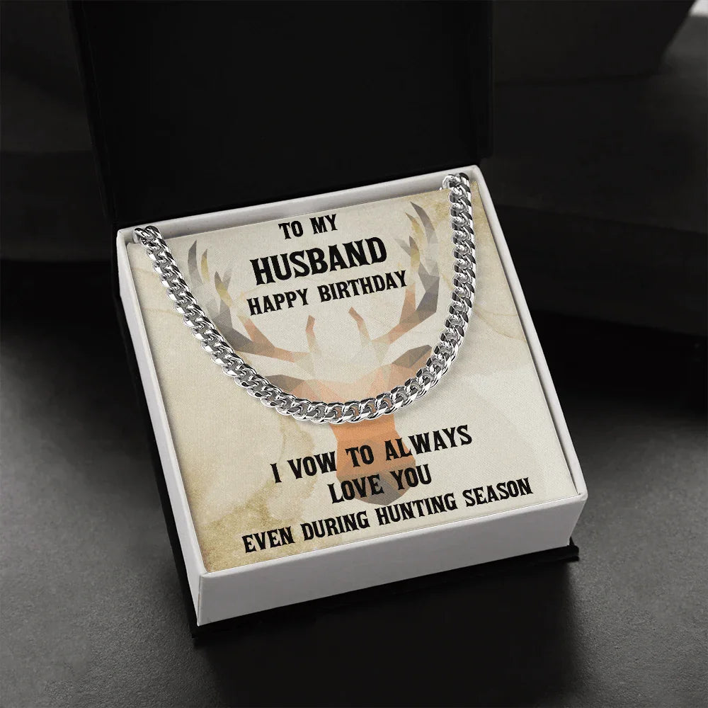 Hunter's Love Token: Funny & Personalized Cuban Necklace Birthday Gift from Wife