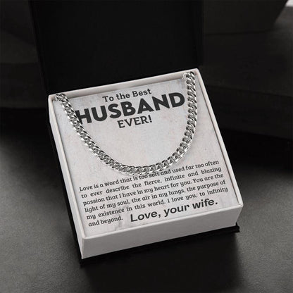 To My Husband -Love You to Infinity and Beyond - Cuban Link Chain Necklace - Mallard Moon Gift Shop
