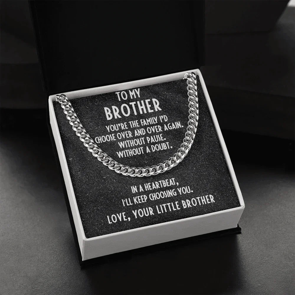 Gift for Brother from Little Brother Adjustable Cuban Link Chain Necklace