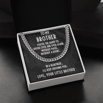 Gift for Brother from Little Brother Adjustable Cuban Link Chain Necklace - Mallard Moon Gift Shop