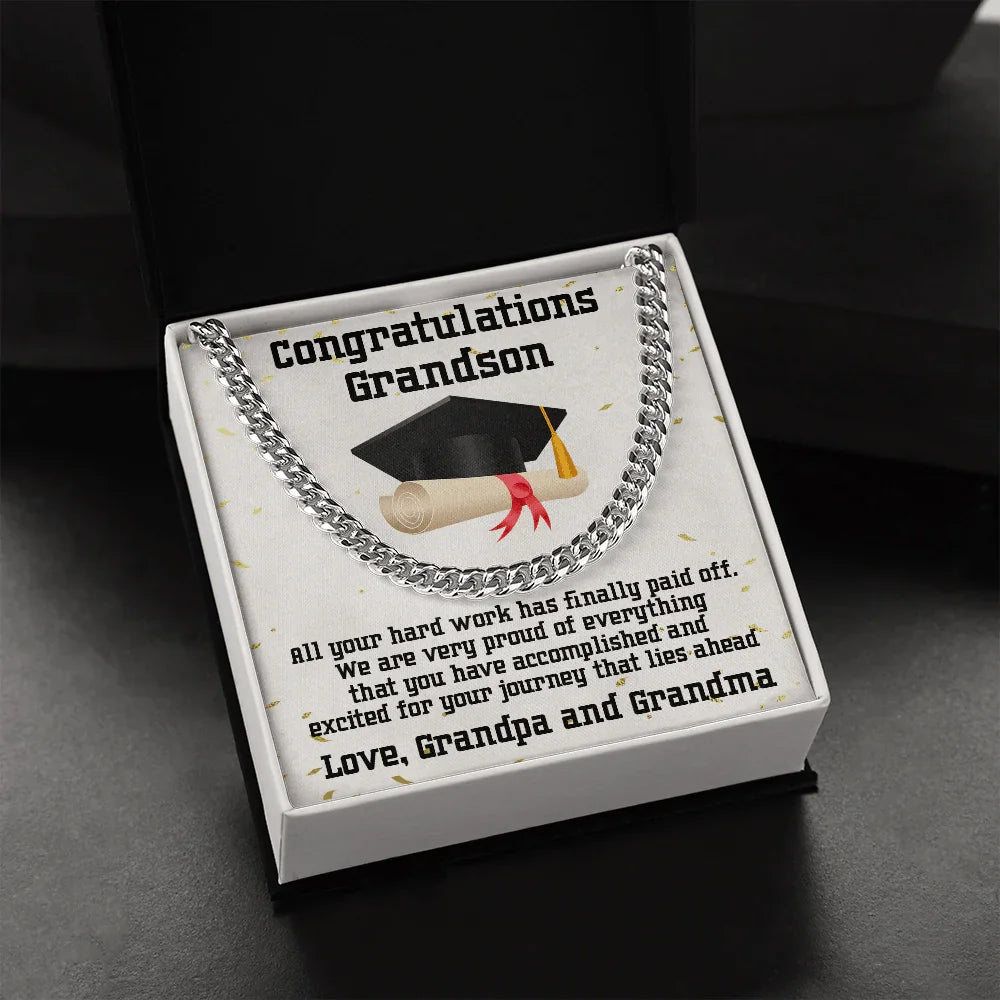 Grandson Graduation 2024 Congratulations Cuban Chain Link Necklace