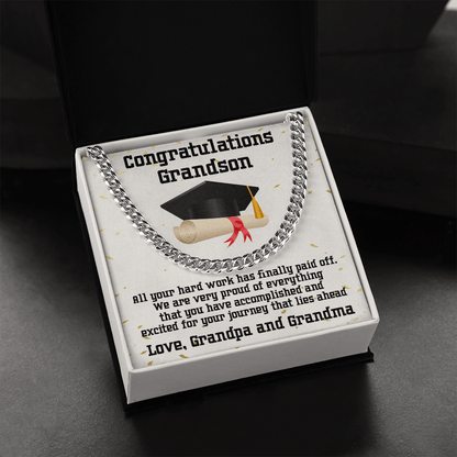 Grandson Graduation 2022 Congratulations Cuban Chain Link Necklace - Mallard Moon Gift Shop