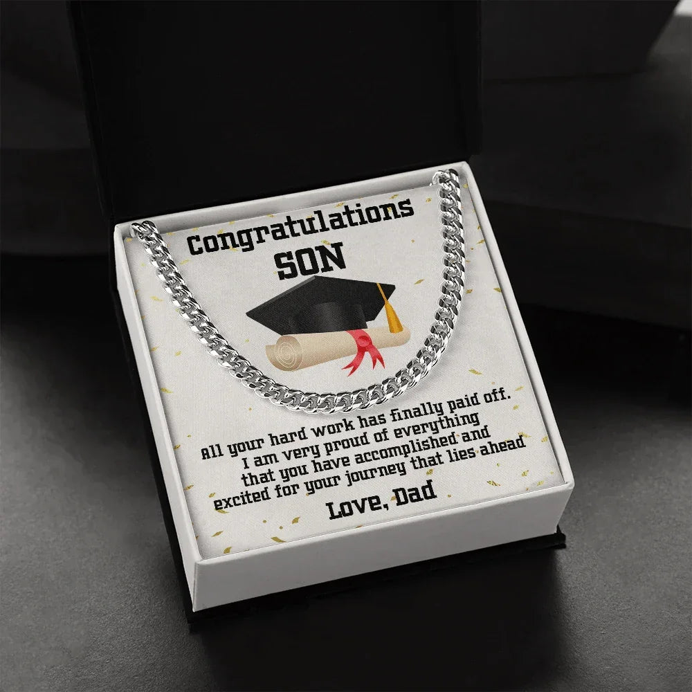 Son Graduation Gift from Dad Cuban Link Chain Necklace