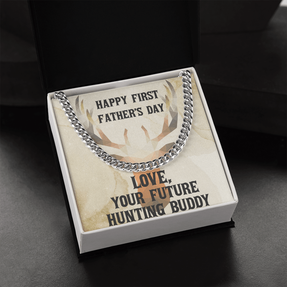 First Father's Day Gift From Future Hunting Buddy Cuban Link Chain Necklace - Mallard Moon Gift Shop